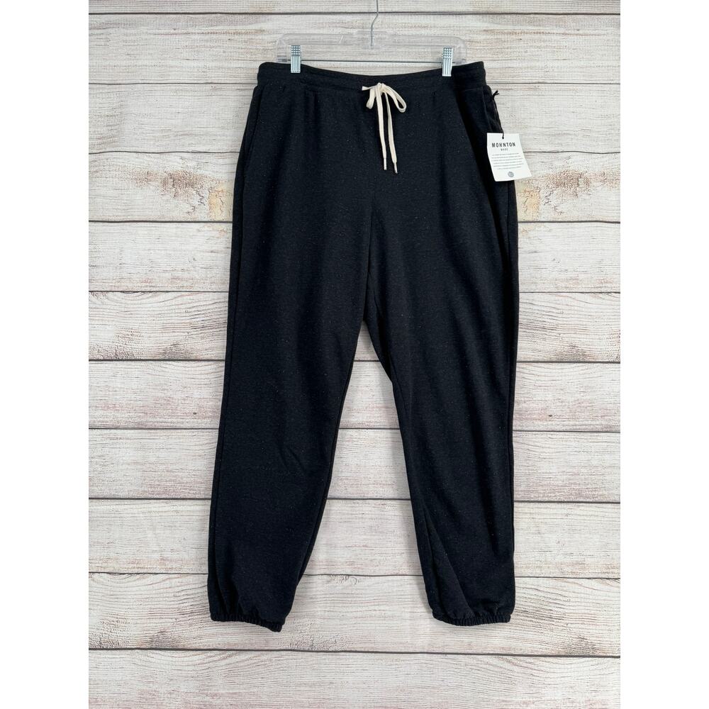 Mohnton Made Speckle Print Jogger Sweatpants Womens 1X Black‎ Stretch USA NEW